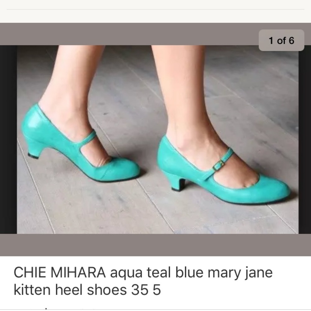 CHIE MIHARA aqua teal blue Mary Jane kitten shoes